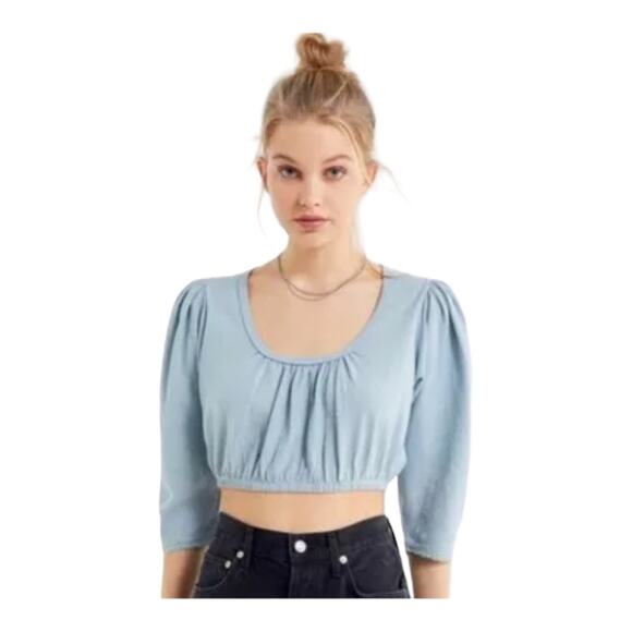 Urban Outfitters Maleia Puff Sleeve Crop Top - Picture 1 of 7